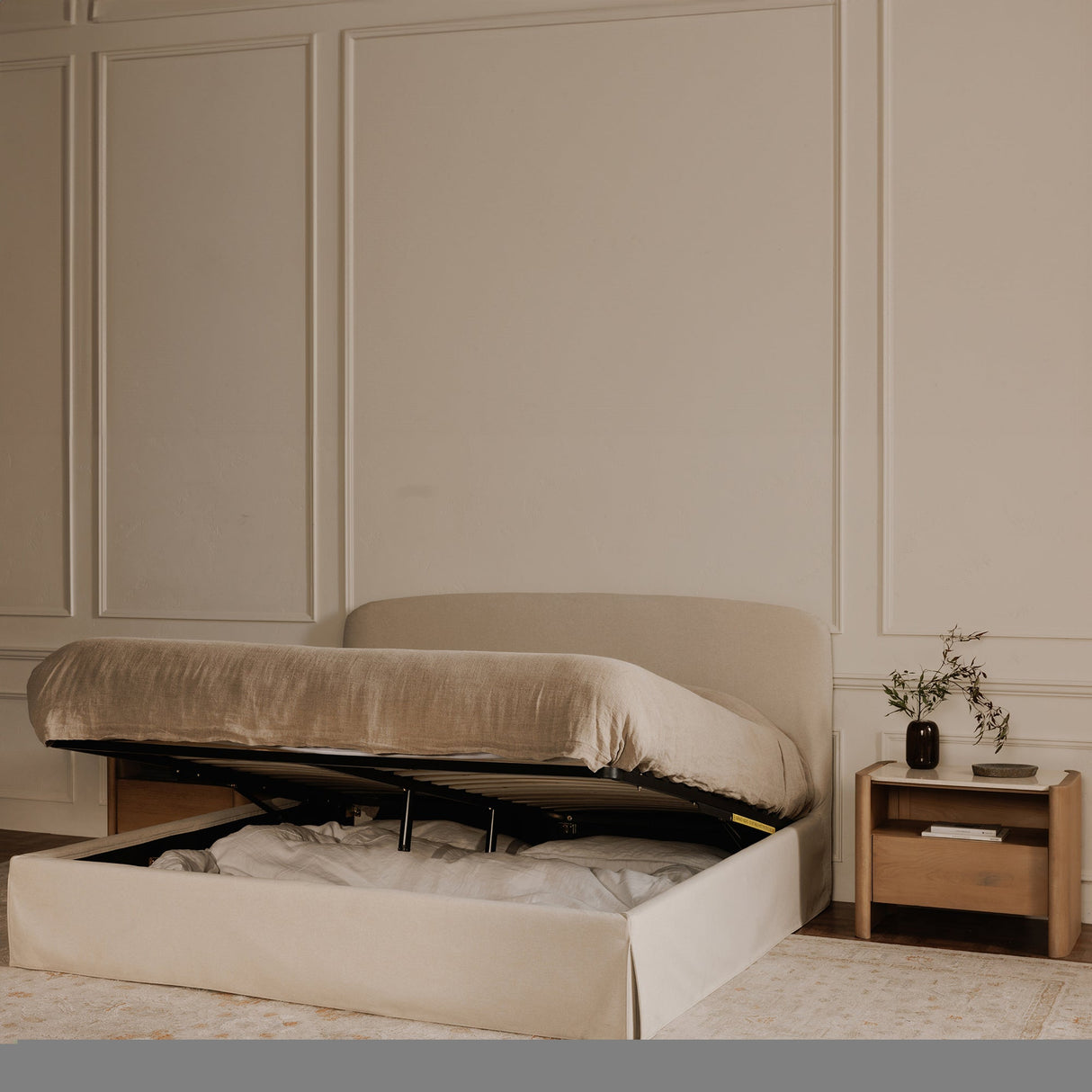 Joan Cream Queen Storage Bed by Moe's Home at Eve Furniture