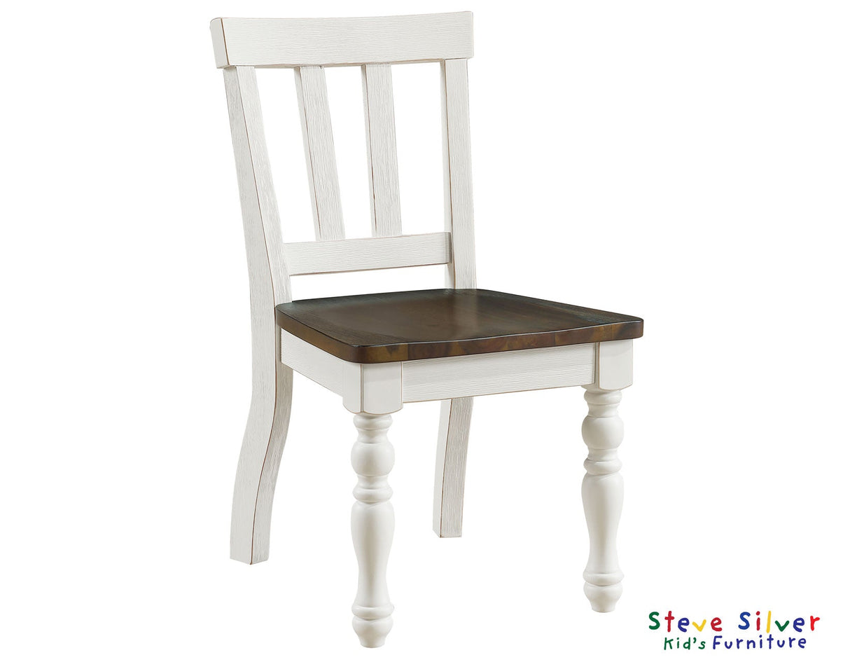 Joanna Mocha/Ivory Solid Wood Kids Dining Side Chair by Steve Silver at Eve Furniture