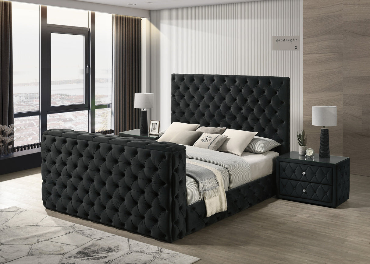 Josephine Black Queen Upholstered Panel Bed with TV Lift by Crown Mark at Eve Furniture