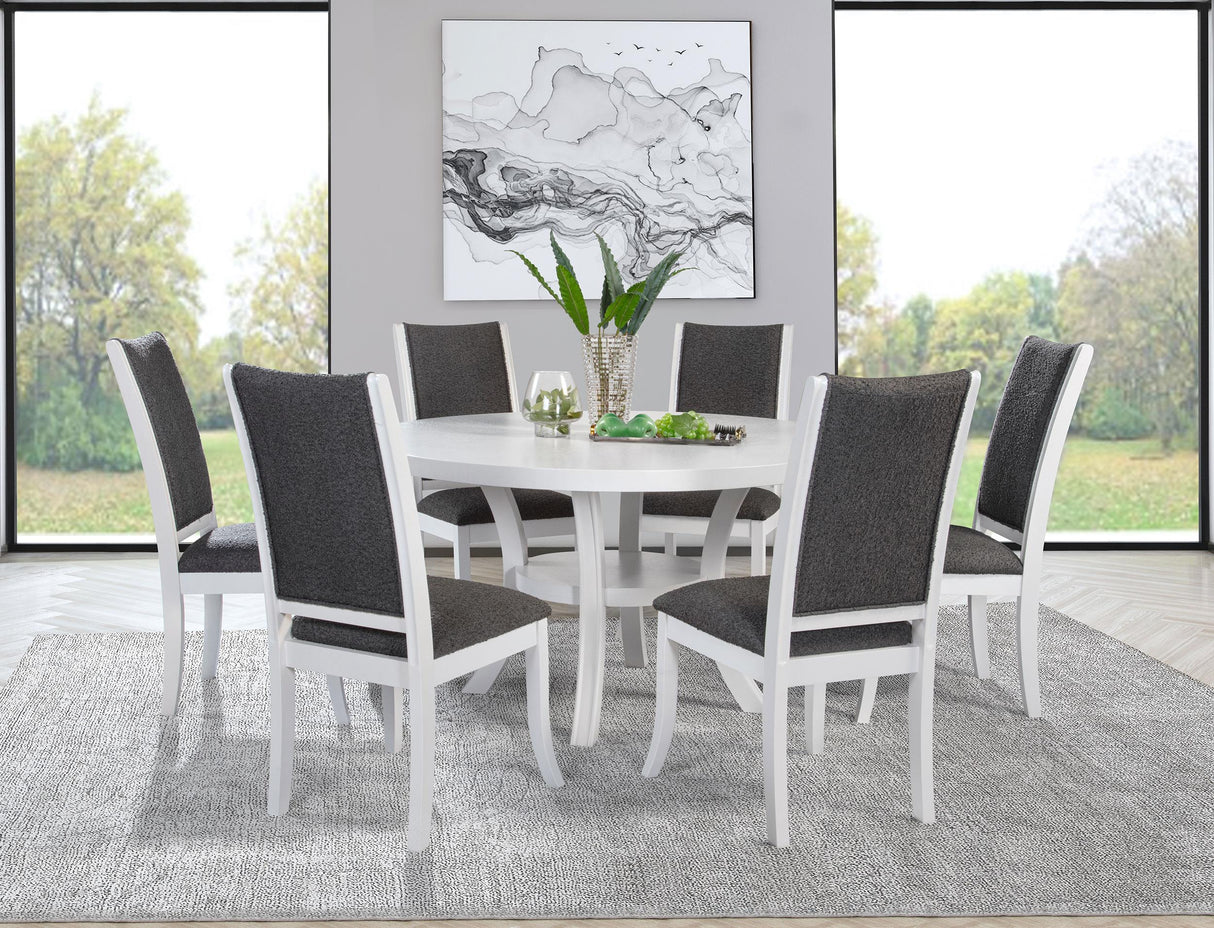 Judd Pearl White Round Dining Table with Shelf by Coaster at Eve Furniture