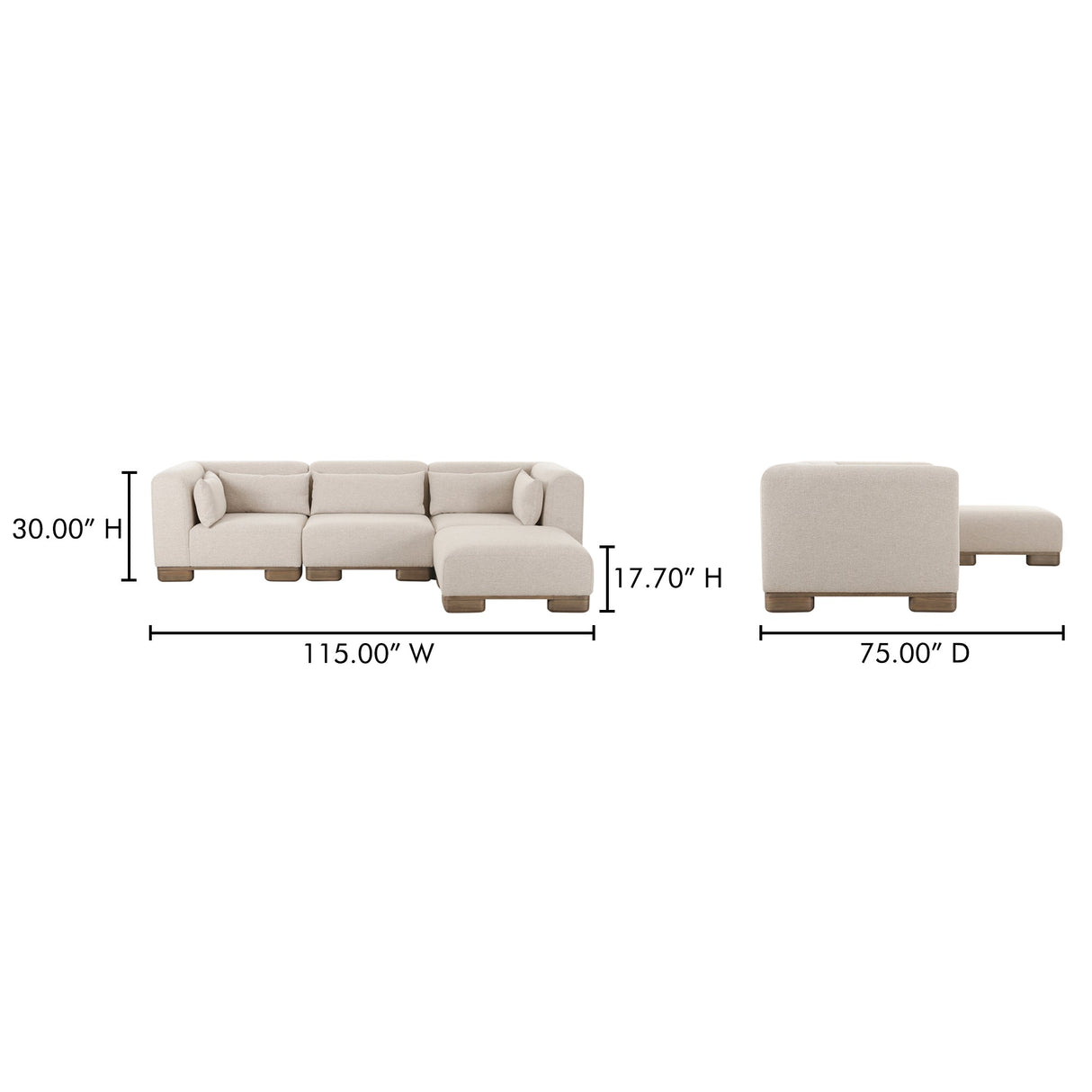 June Oatmeal Lounge Modular Sectional by Moe's Home at Eve Furniture