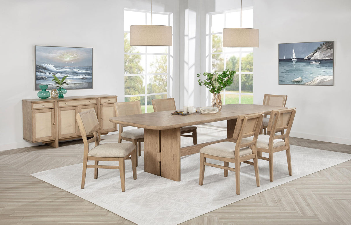 Kailani Beige Oak 7-Piece Rectangular Wood Dining Table Set by Coaster at Eve Furniture