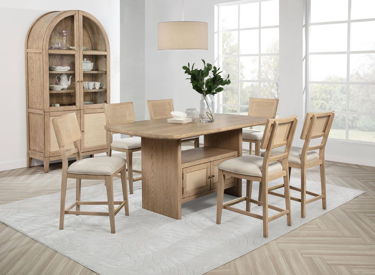 Kailani Cane Counter Height Storage Dining Table Beige Oak by Coaster at Eve Furniture