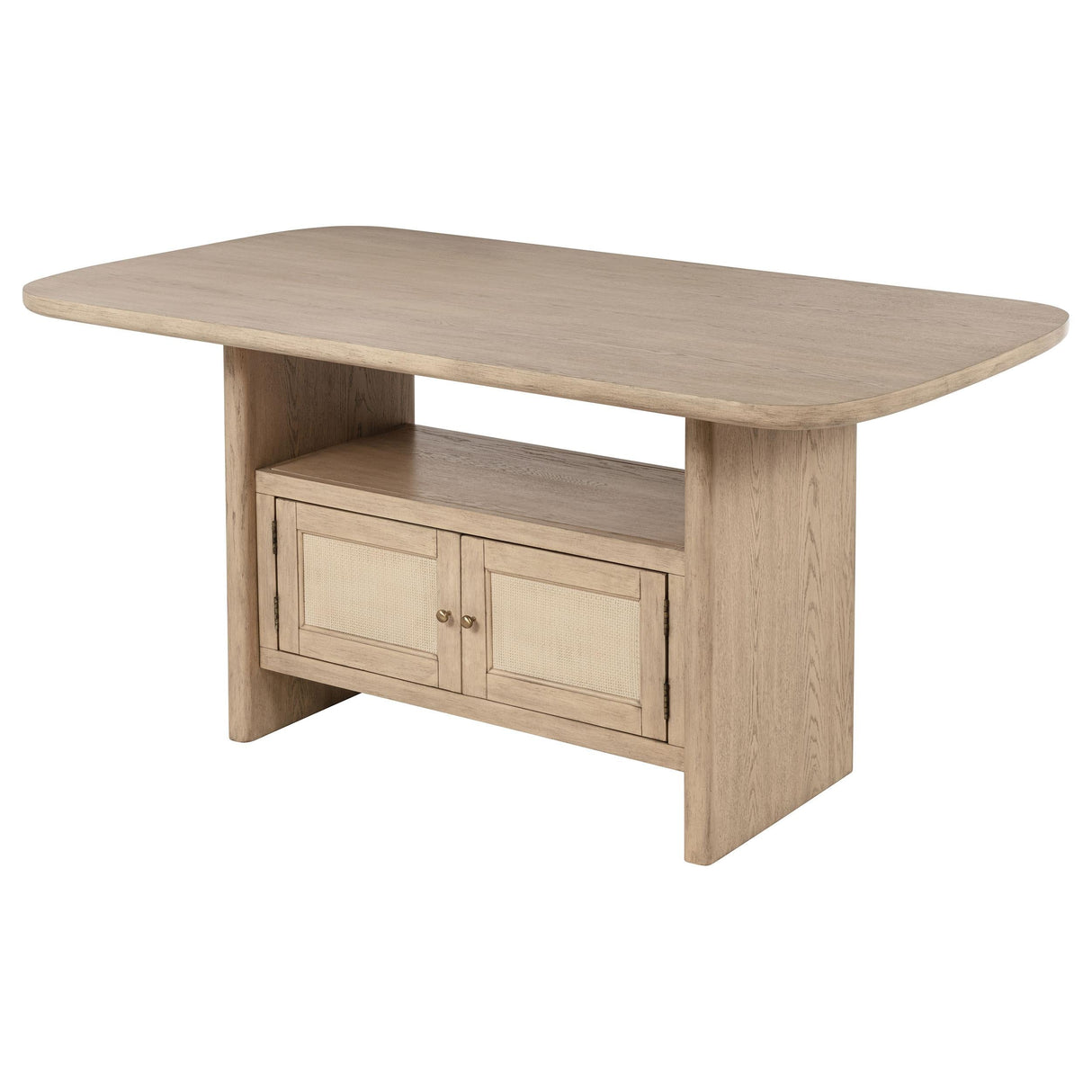 Kailani Cane Counter Height Storage Dining Table Beige Oak by Coaster at Eve Furniture