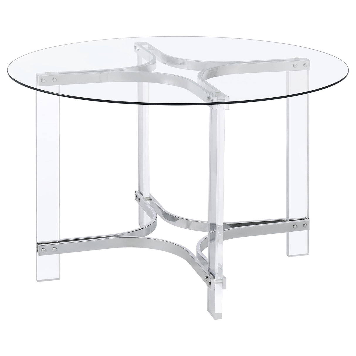 Keeling Chrome 5-Piece Round Glass Top Acrylic Dining Set by Coaster at Eve Furniture