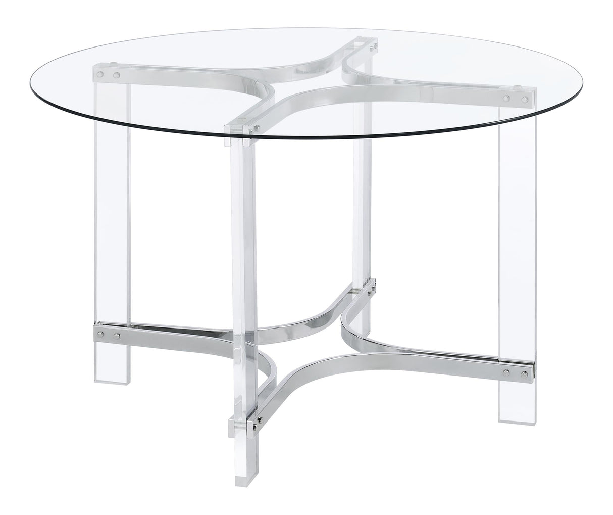 Keeling Chrome 5-Piece Round Glass Top Acrylic Dining Set by Coaster at Eve Furniture