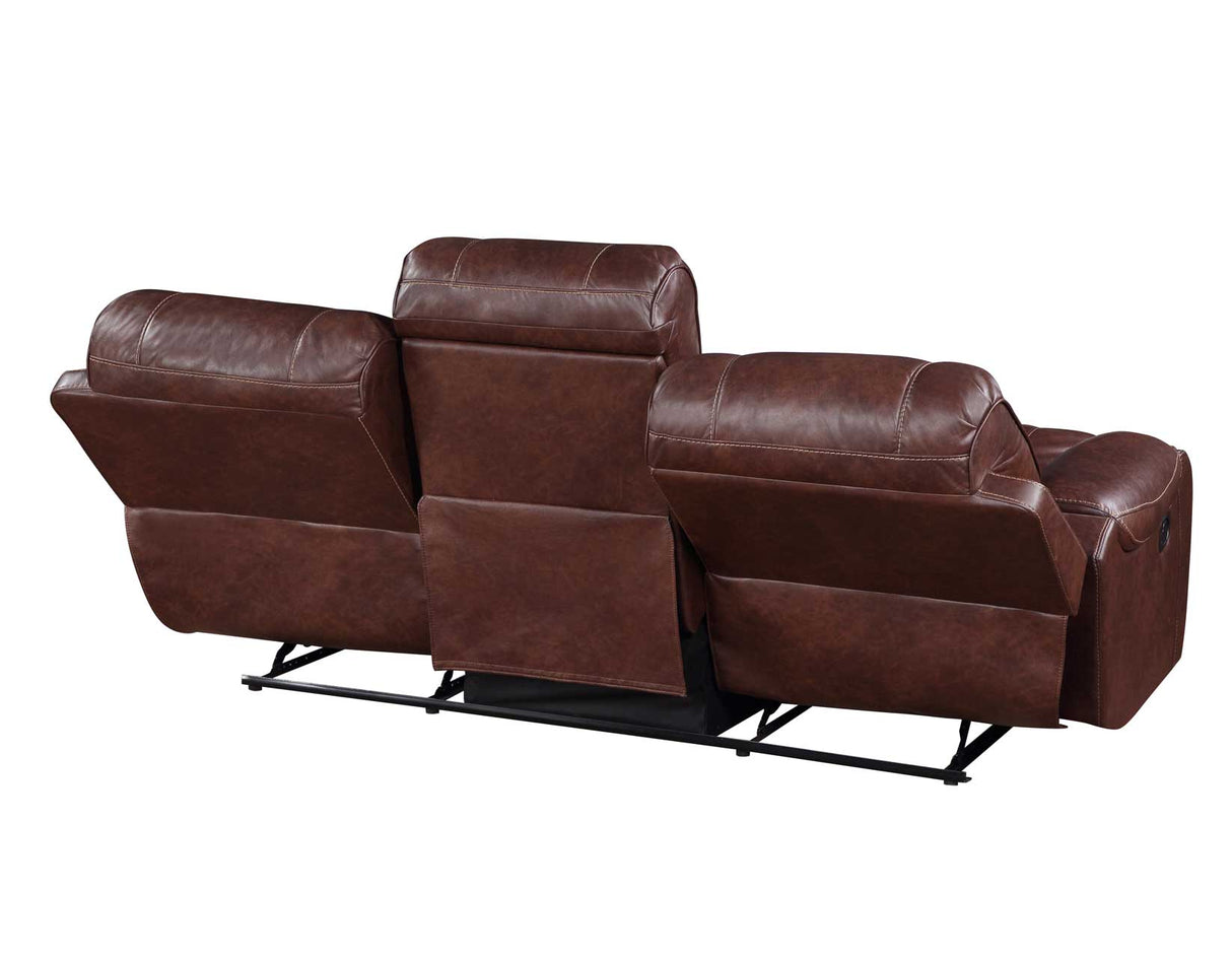 Keily Brown Reclining Sofa with Drop-Down Table by Steve Silver at Eve Furniture