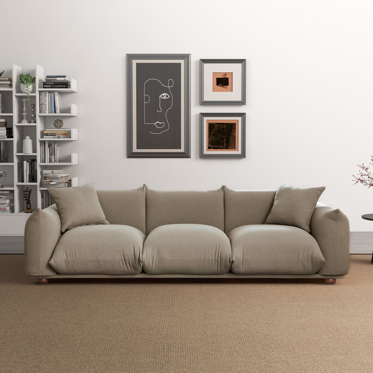 Kely 100'' Mocha Boucle Upholstered Sofa by Ashcroft Imports at Eve Furniture