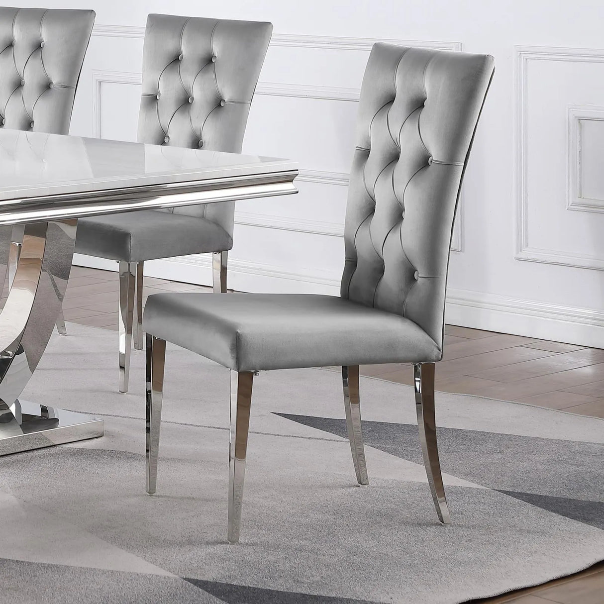 Kerwin Gray/Chrome Tufted Upholstered Side Chair, Set of 2 by Coaster at Eve Furniture