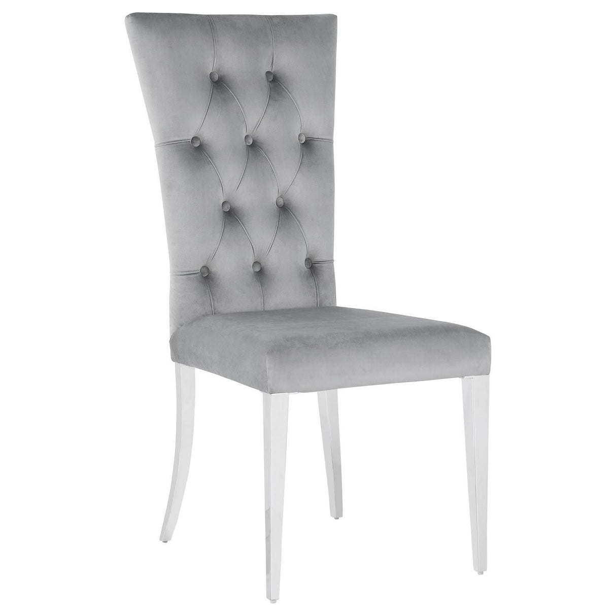 Kerwin Gray/Chrome Tufted Upholstered Side Chair, Set of 2 by Coaster at Eve Furniture