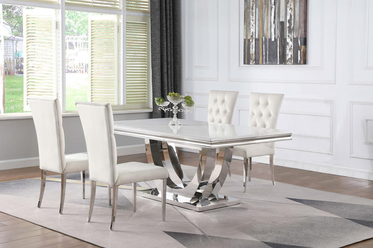 Kerwin White/Chrome 5-Piece Dining Set by Coaster at Eve Furniture