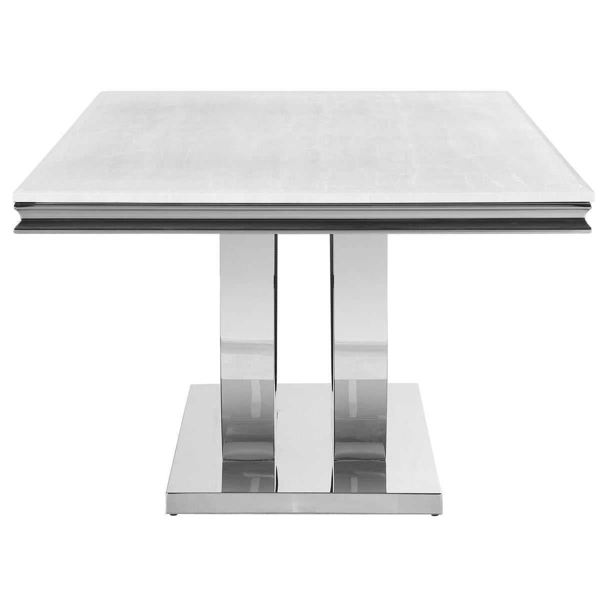 Kerwin White/Chrome Rectangle Faux Marble Top Dining Table by Coaster at Eve Furniture
