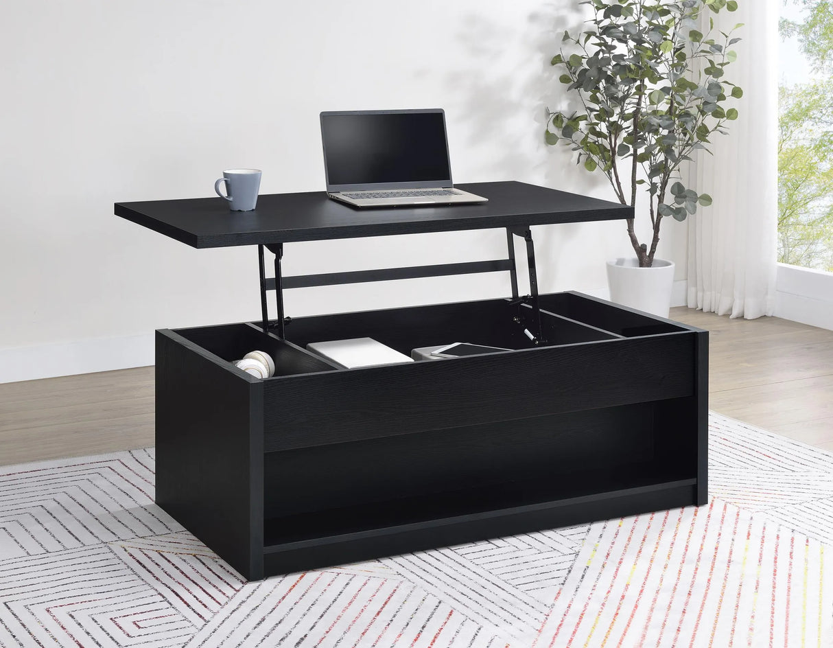 Knapp Black Lift Top Cocktail Coffee Table with Dual Drawers by Coaster at Eve Furniture