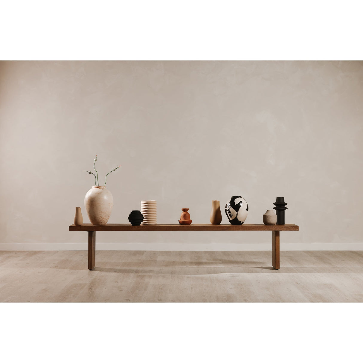 Koshi Sandblasted Amber Oak Bench by Moe's Home at Eve Furniture