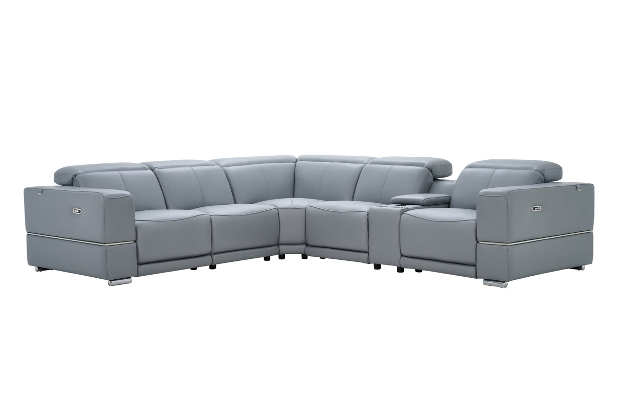 Franco II 6-Piece Light Blue (2 Powers Head/Foot) Sectional
