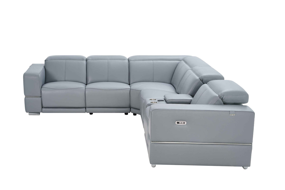 Franco II 6-Piece Light Blue (2 Powers Head/Foot) Sectional