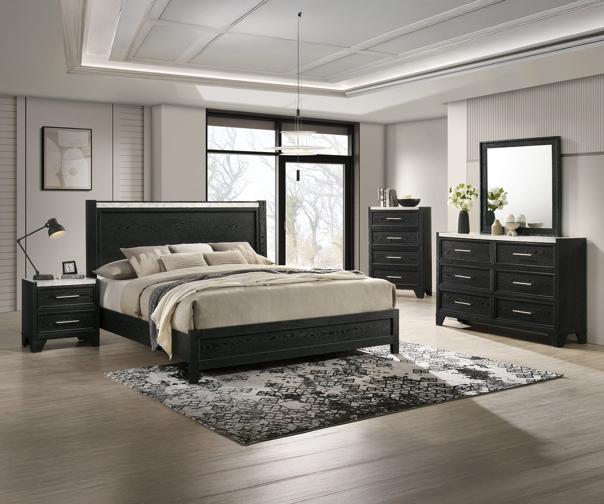 Lamar Black Panel Bedroom Set by Crown Mark at Eve Furniture