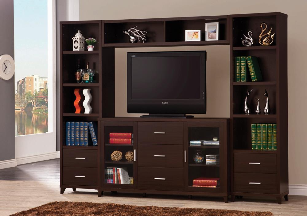 Lewes Cappuccino 2-Door TV Stand with Adjustable Shelves by Coaster at Eve Furniture