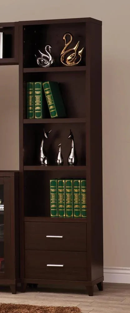 Lewes Cappuccino 2-Drawer Media Tower by Coaster at Eve Furniture