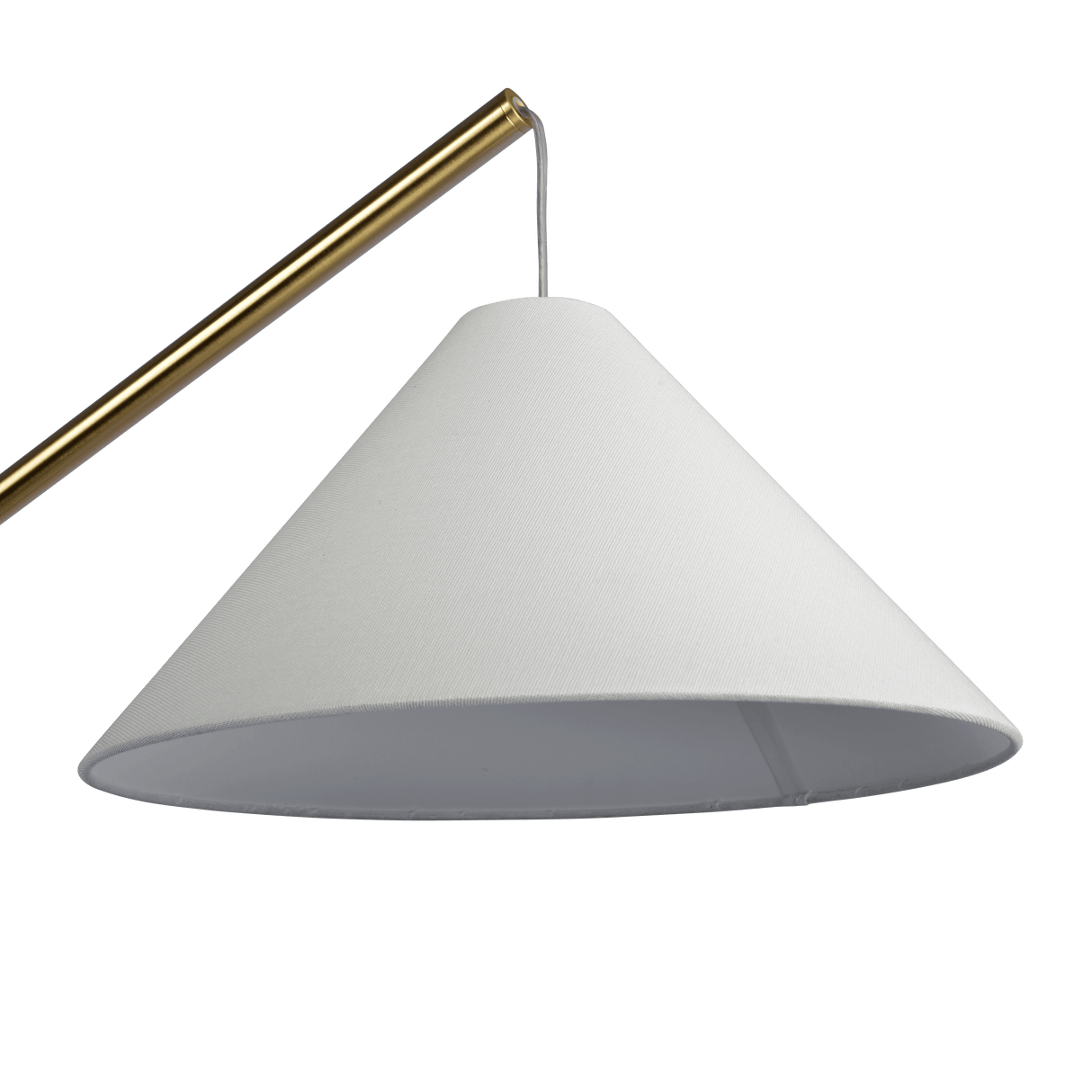 Lisbon Black Floor Lamp with On/Off Switch Coned Base Hanging White Fabric Shade by Ashcroft Imports at Eve Furniture