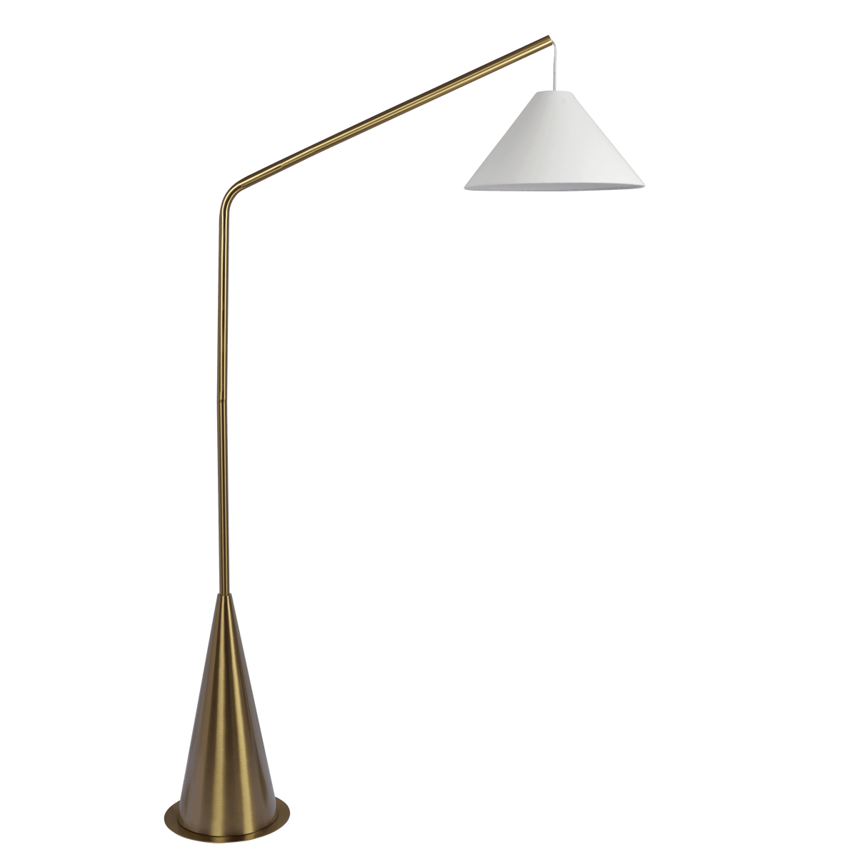 Lisbon Black Floor Lamp with On/Off Switch Coned Base Hanging White Fabric Shade by Ashcroft Imports at Eve Furniture