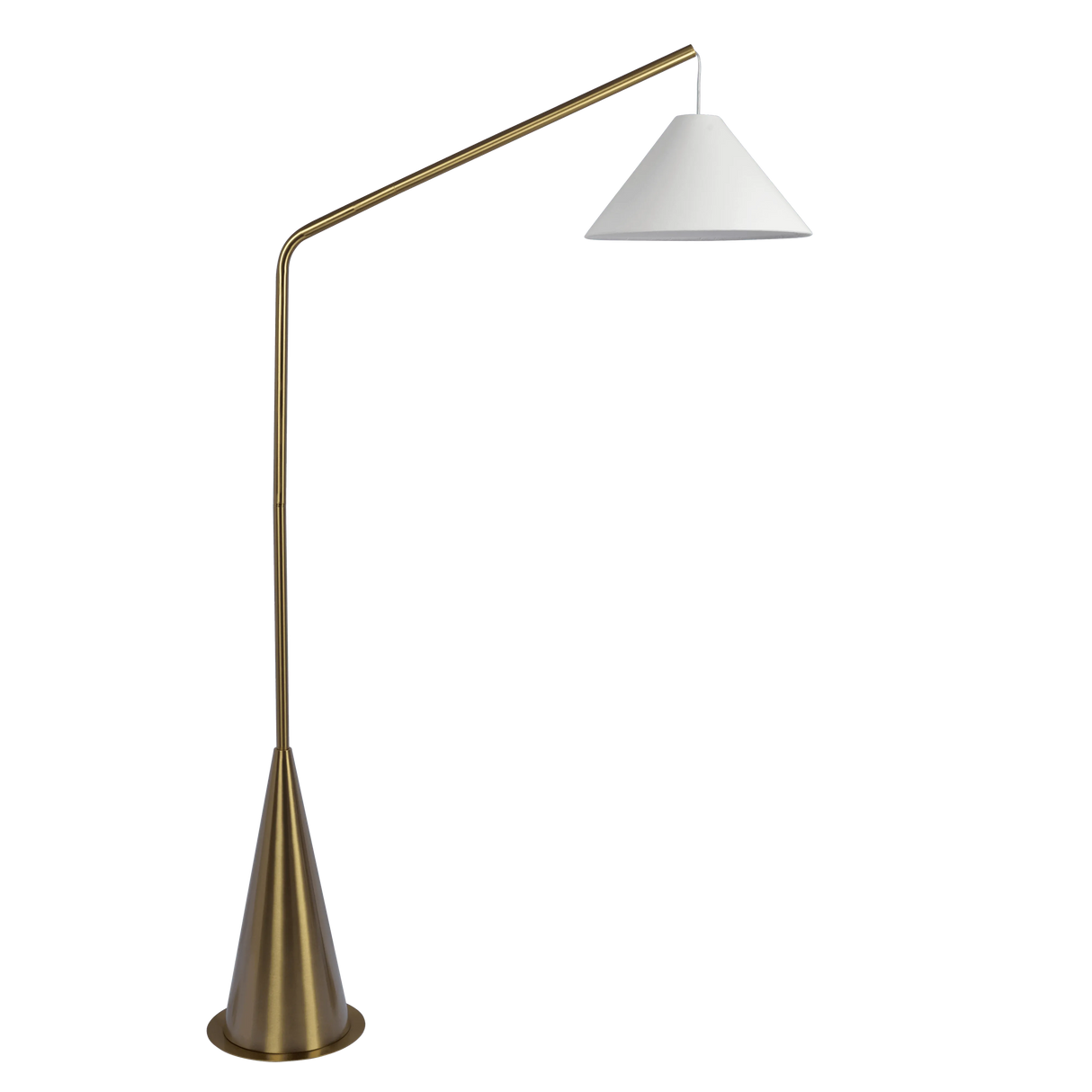 Lisbon Black Floor Lamp with On/Off Switch Coned Base Hanging White Fabric Shade by Ashcroft Furniture at Eve Furniture