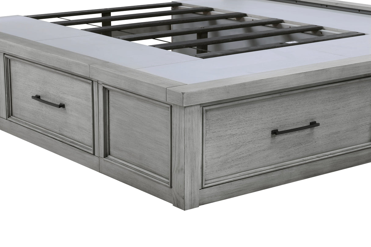 Logandale Antique Gray King Sleigh Storage Platform Bed by Homelegance at Eve Furniture