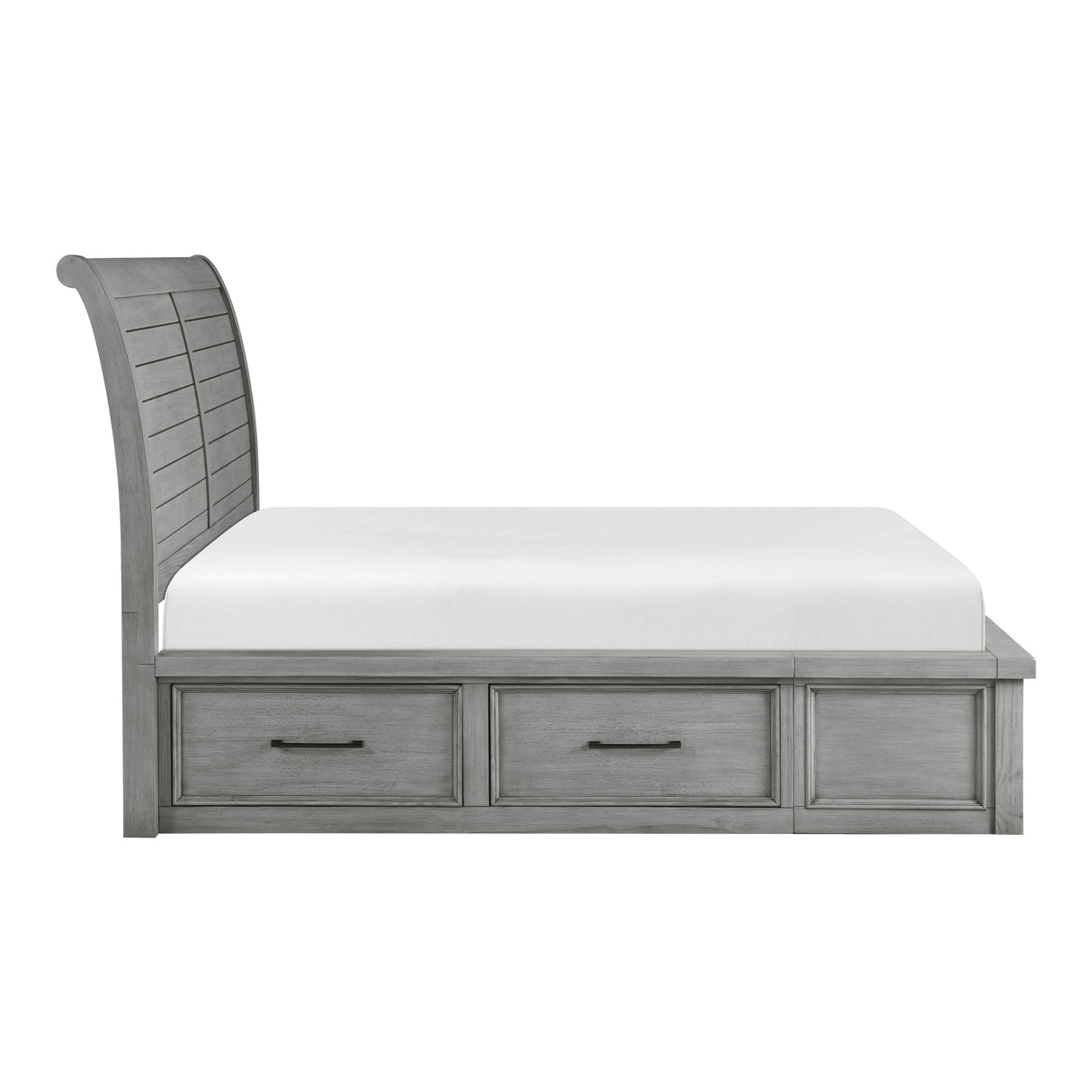 Logandale Antique Gray Queen Sleigh Storage Platform Bed by Homelegance at Eve Furniture