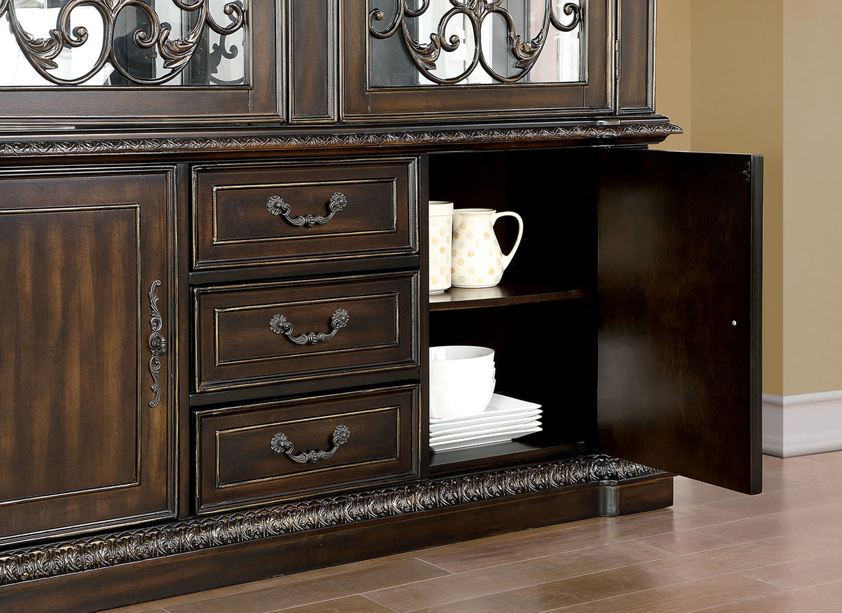 Lombardy Walnut Hutch & Buffet by Furniture of America at Eve Furniture