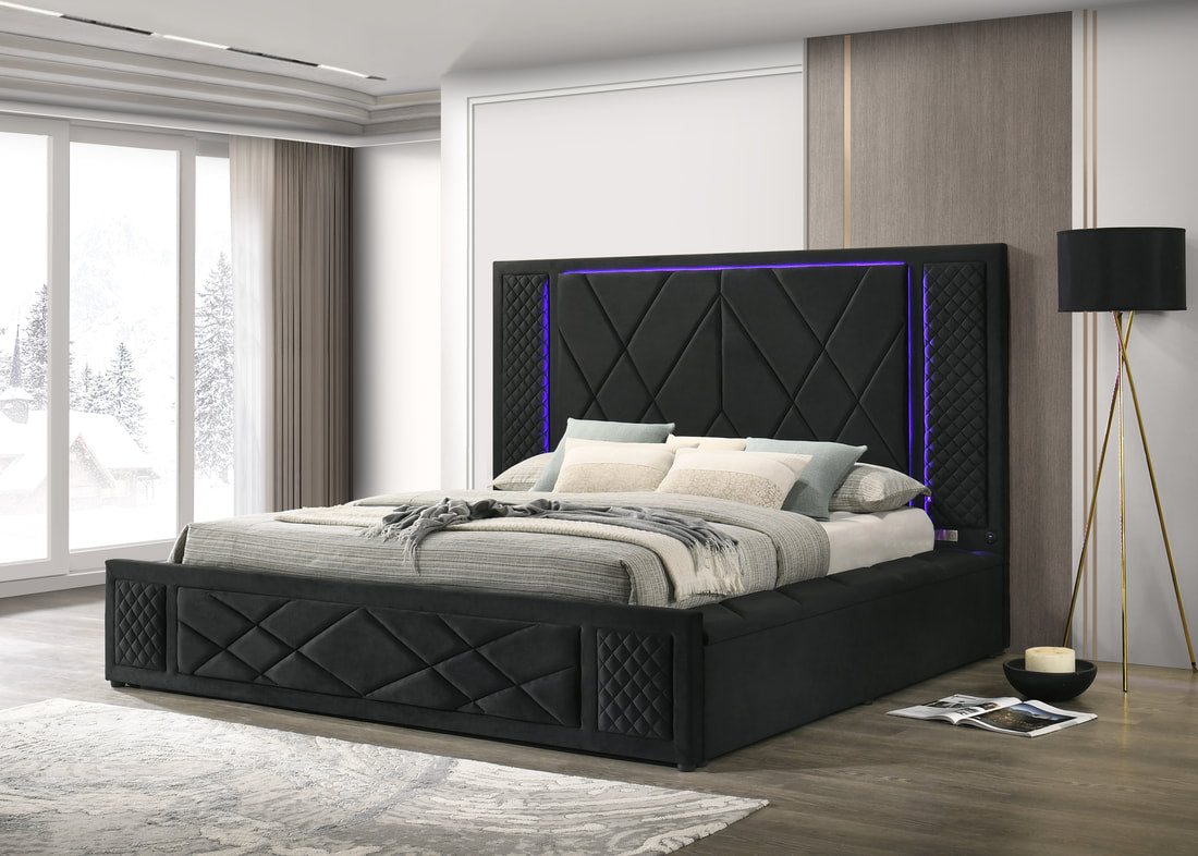 Lorenzo Black Queen Platform Bed by Happy Homes at Eve Furniture