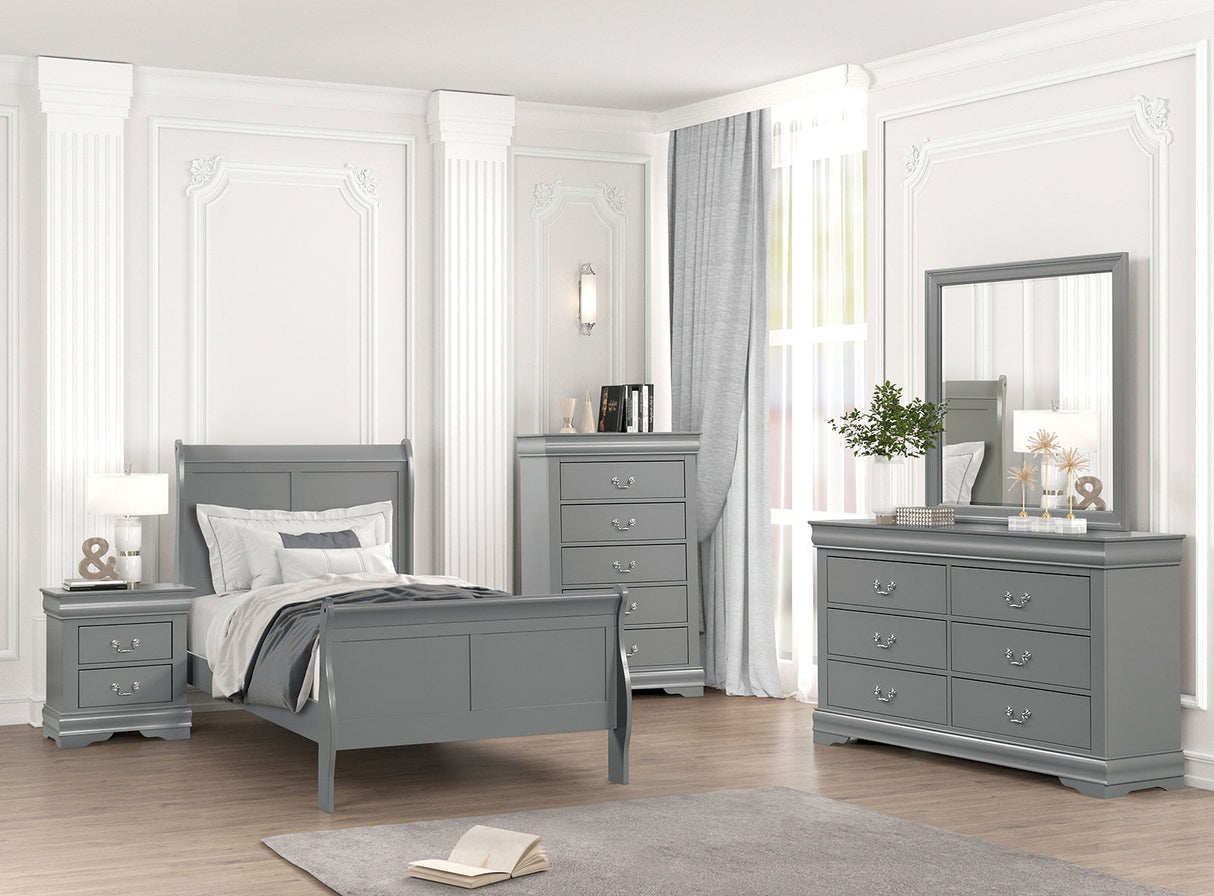 Louis Philippe Gray Twin Bed by Furniture of America at Eve Furniture