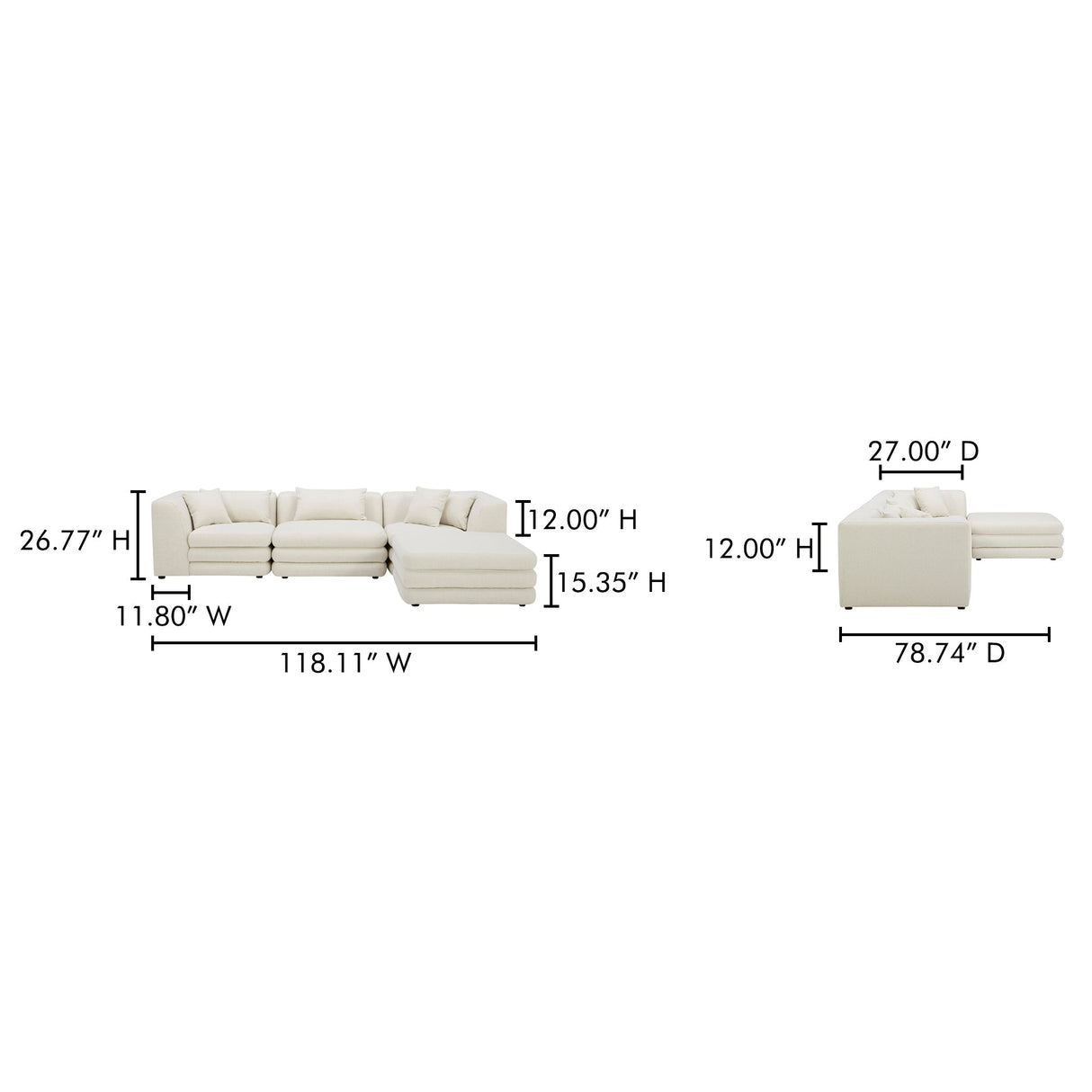 Lowtide Warm White Lounge Modular Sectional by Moe's Home at Eve Furniture