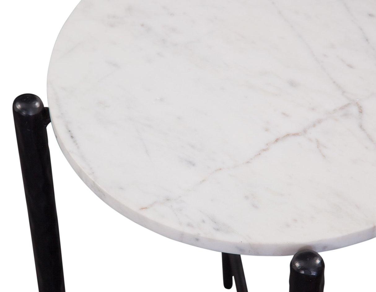 Loxie White 3-Piece Round Solid Marble Top Table Set by Steve Silver at Eve Furniture