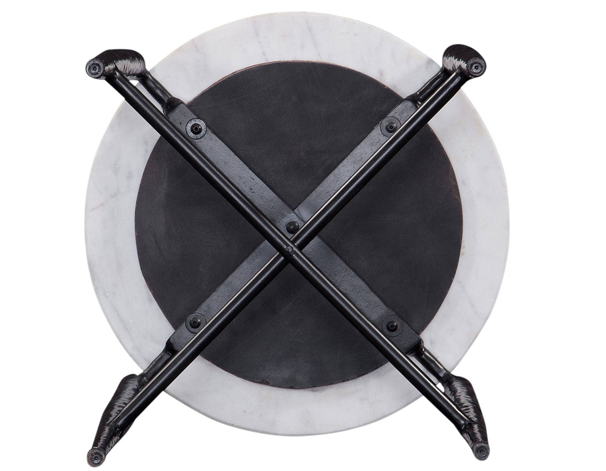 Loxie White 3-Piece Round Solid Marble Top Table Set by Steve Silver at Eve Furniture