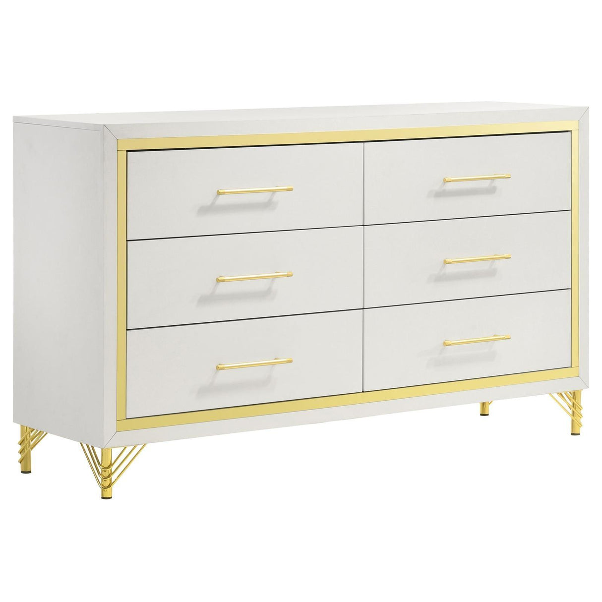 Lucia White 6-drawer Bedroom Dresser by Coaster at Eve Furniture