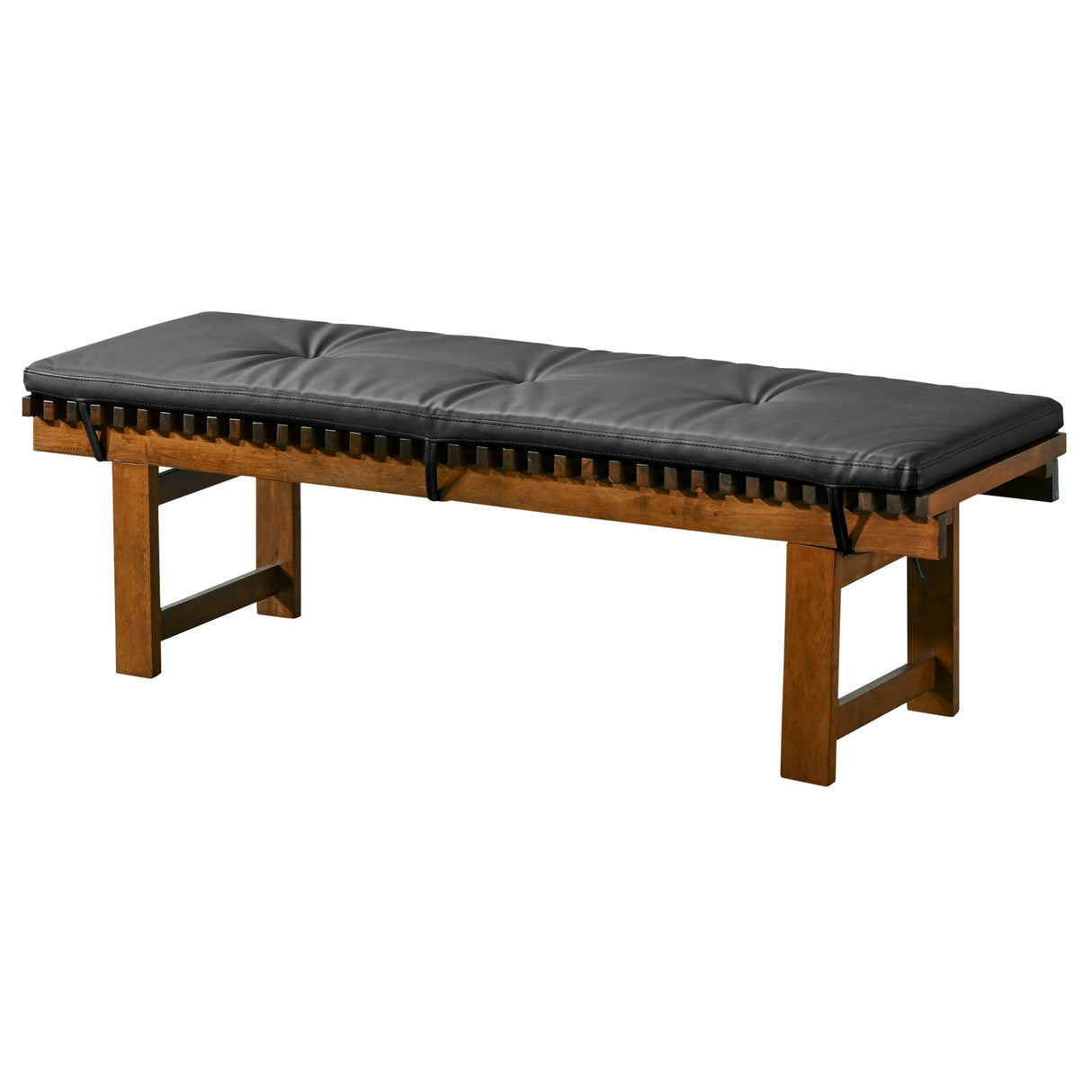 Lucia Bench in Black PU Leather by Ashcroft Imports at Eve Furniture