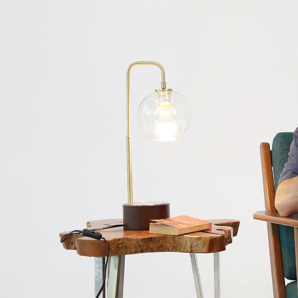 LuxeRay Simple Glass Globe Arched Table Lamp by Ashcroft Imports at Eve Furniture