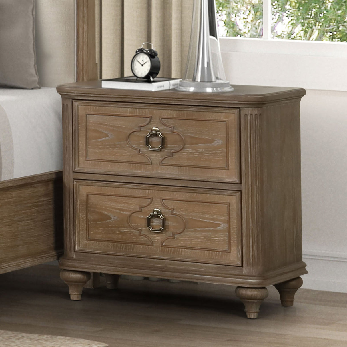 Lyris Rustic Oak Nightstand by Furniture of America at Eve Furniture