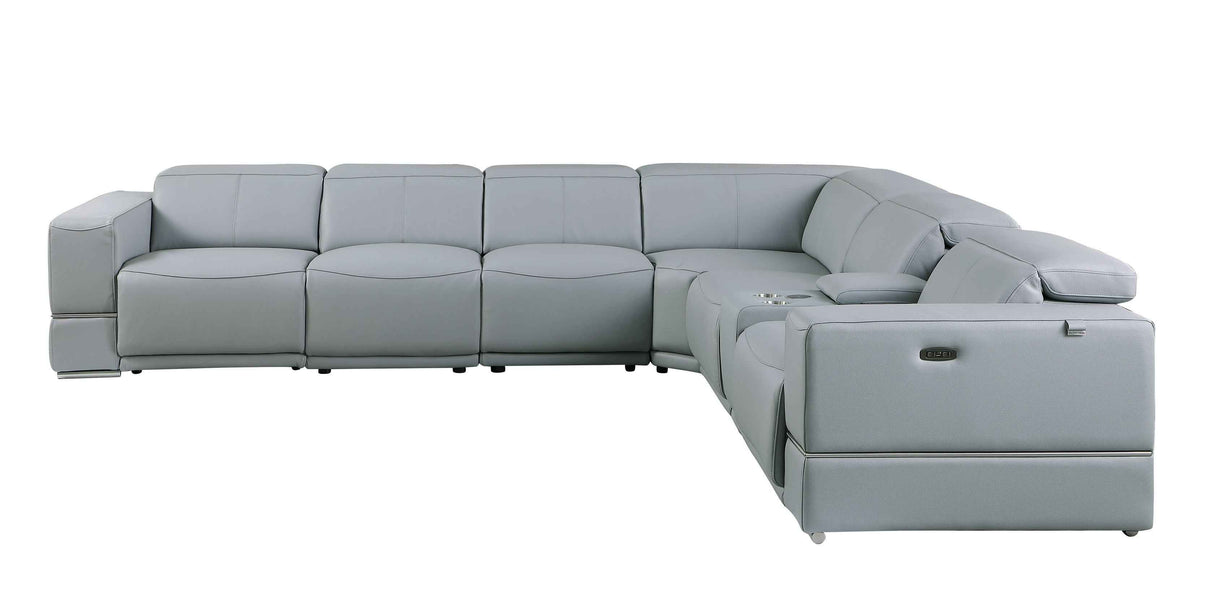 Franco II 7- Piece Light Blue (3 Powers Head/Foot) Sectional