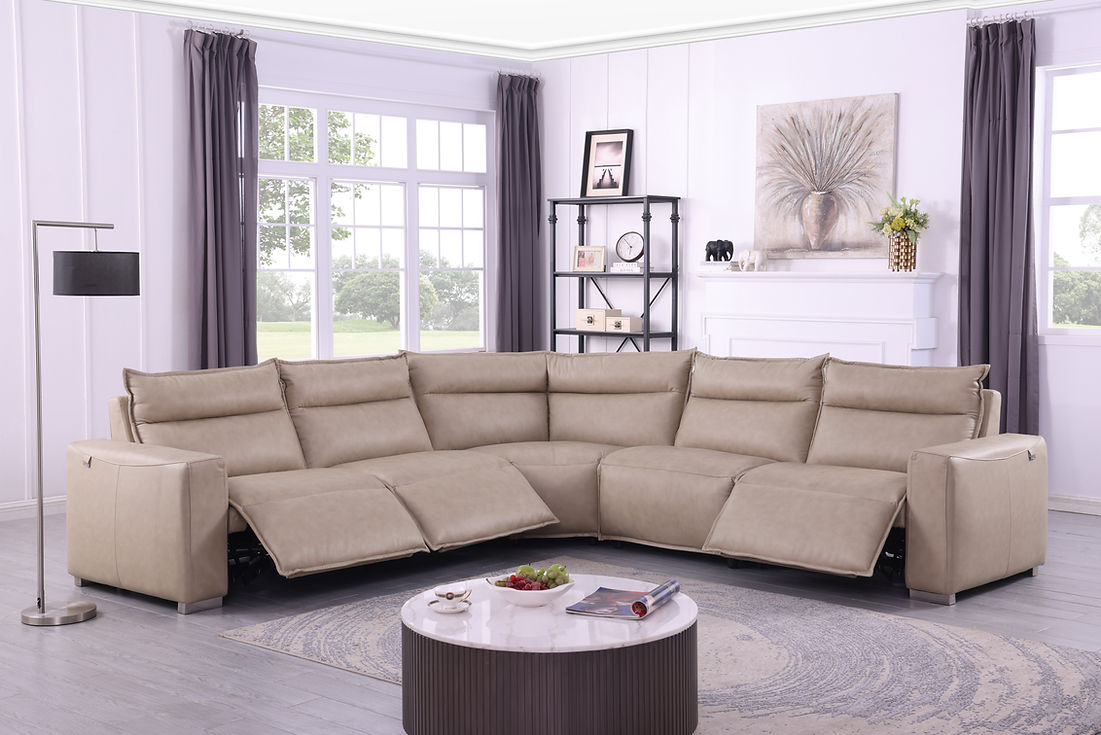 Sierra Beige 5-Piece Reclining Sectional by New Era Innovations at Eve Furniture