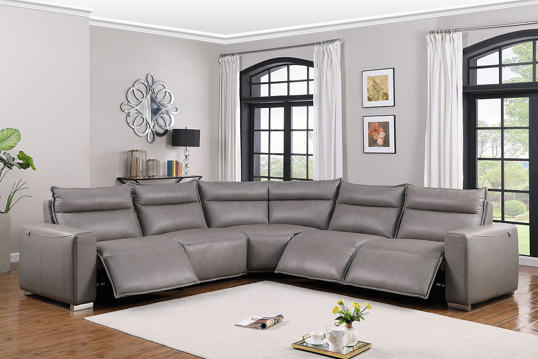 Sierra Grey 5-Piece Reclining Sectional by New Era Innovations at Eve Furniture