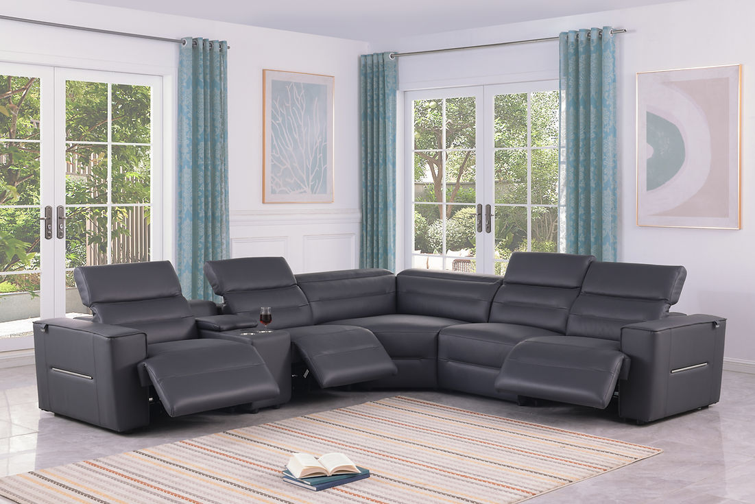 Nexus Dark Navy 6-Piece Power Reclining Sectional by New Era Innovations at Eve Furniture