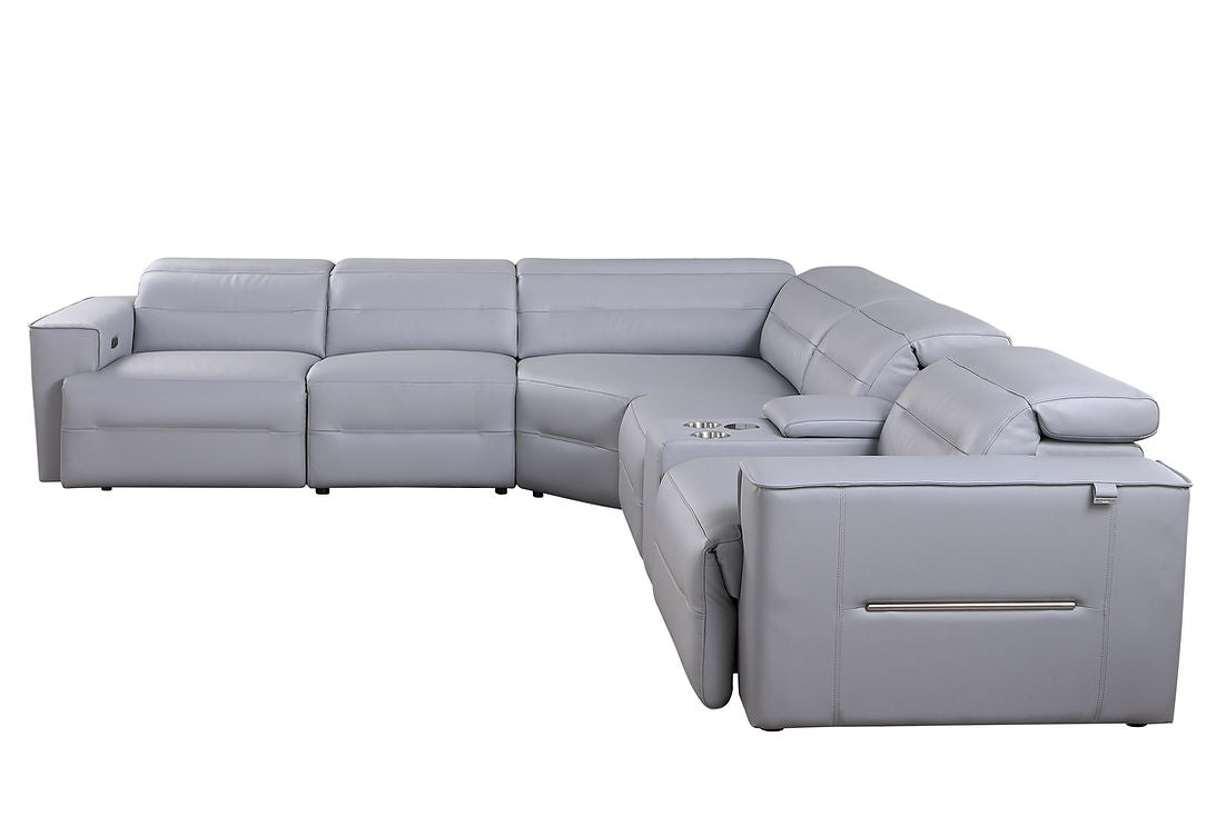 Nexus Light Blue 6-Piece Power Reclining Sectional by New Era Innovations at Eve Furniture