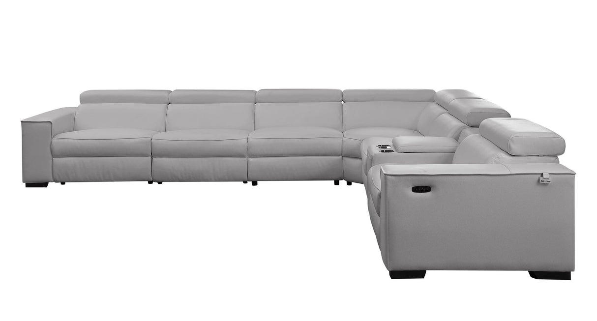 Picasso Light Grey 7-Piece 3 Power Reclining Sectional by New Era Innovations at Eve Furniture