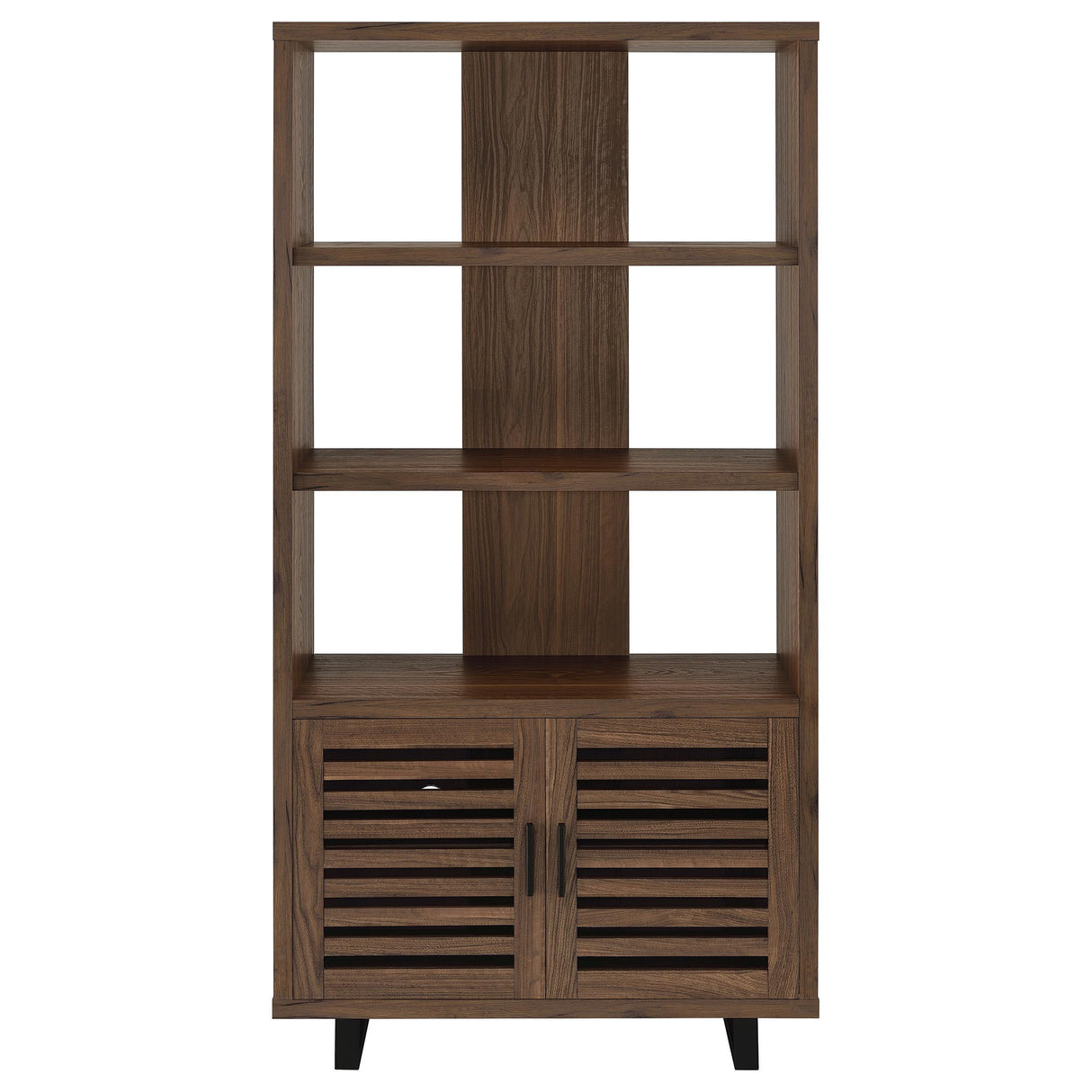Maddox Walnut 71-inch 3-shelf Cabinet Bookcase by Coaster at Eve Furniture
