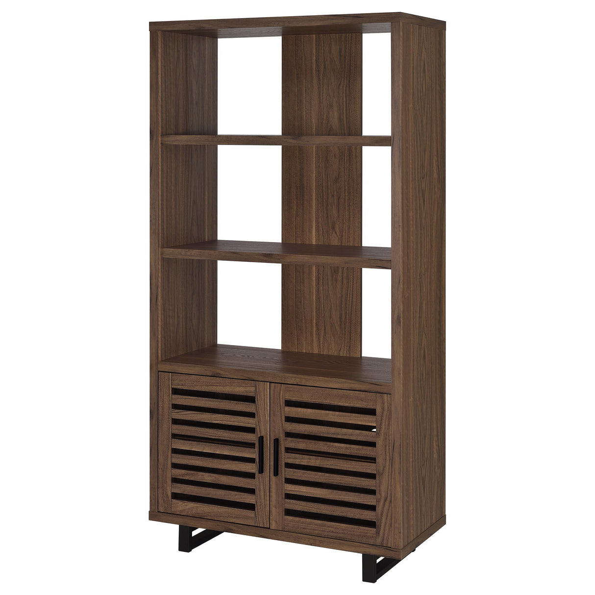 Maddox Walnut 71-inch 3-shelf Cabinet Bookcase by Coaster at Eve Furniture