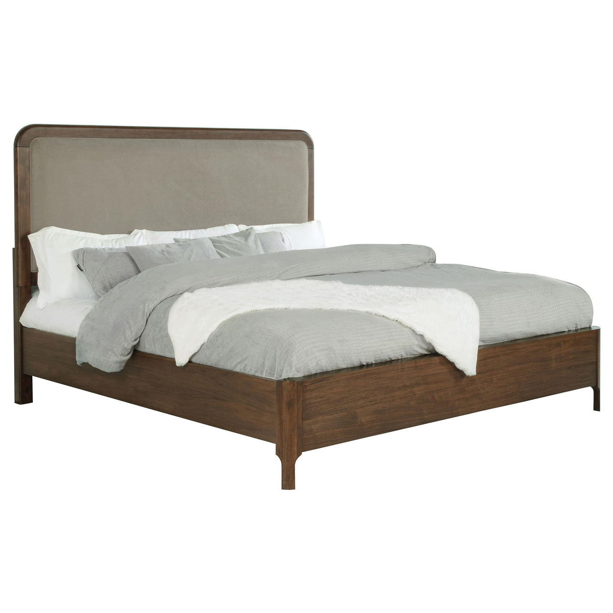 Maderia Walnut 57-inch Upholstered Eastern King Panel Bed by Coaster at Eve Furniture