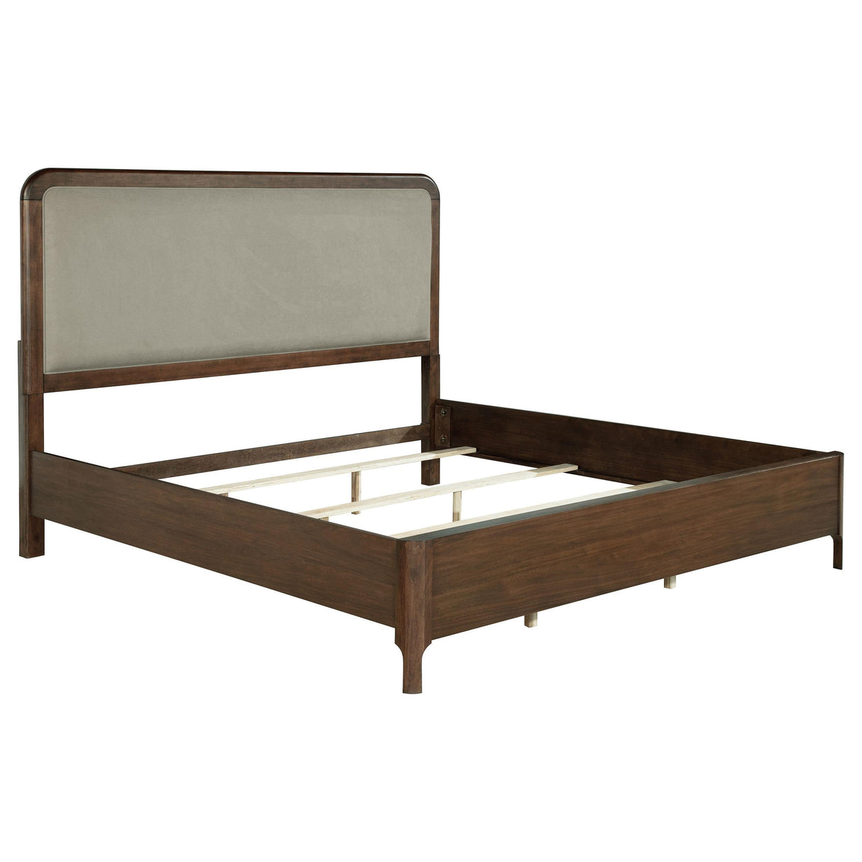 Maderia Walnut 57-inch Upholstered Eastern King Panel Bed by Coaster at Eve Furniture