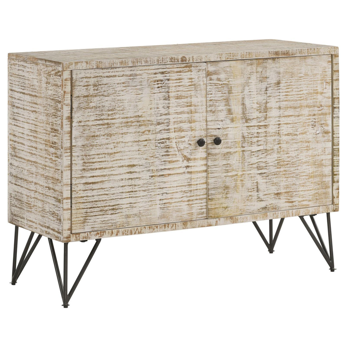 Maille White Washed 2-Door Accent Cabinet by Coaster at Eve Furniture