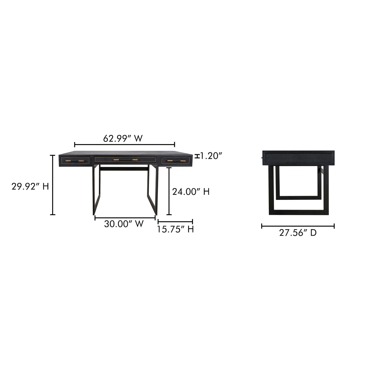 Mako Black Desk by Moe's Home at Eve Furniture